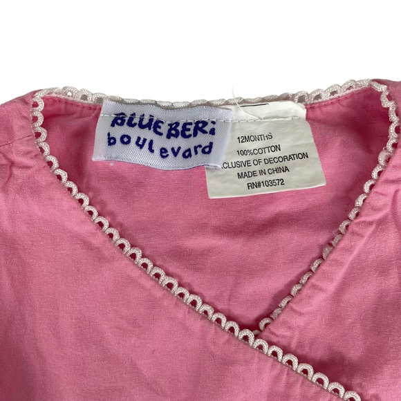Blueberi Boulevard Spring Pink Floral Button-up Baby Dress 12 Months Girls Roses - Picture 5 of 11